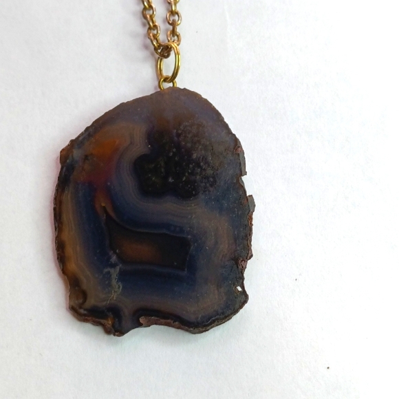 Dark agate slice necklace - Picture 1 of 3